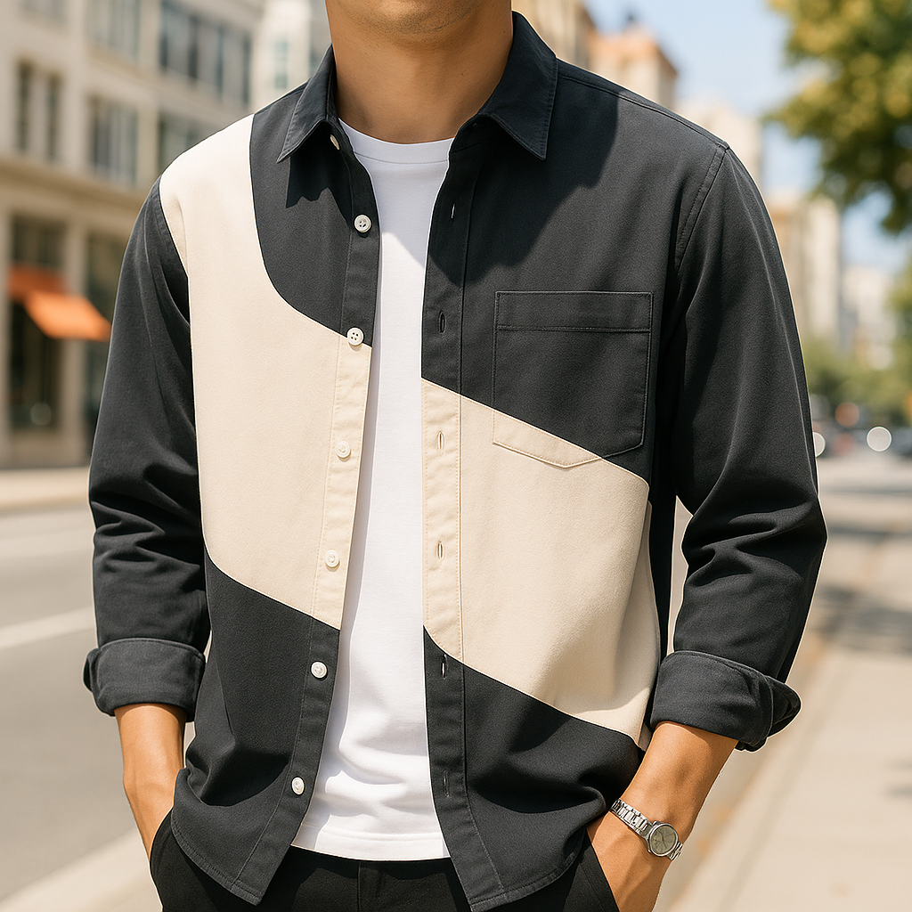 Chemise en coton bicolore