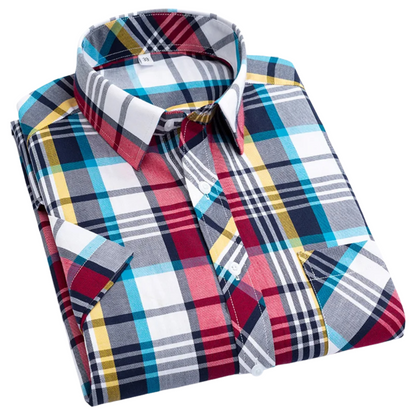 Chemise à carreaux en coton à manches courtes