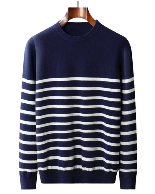 Élégant pull en laine rayé